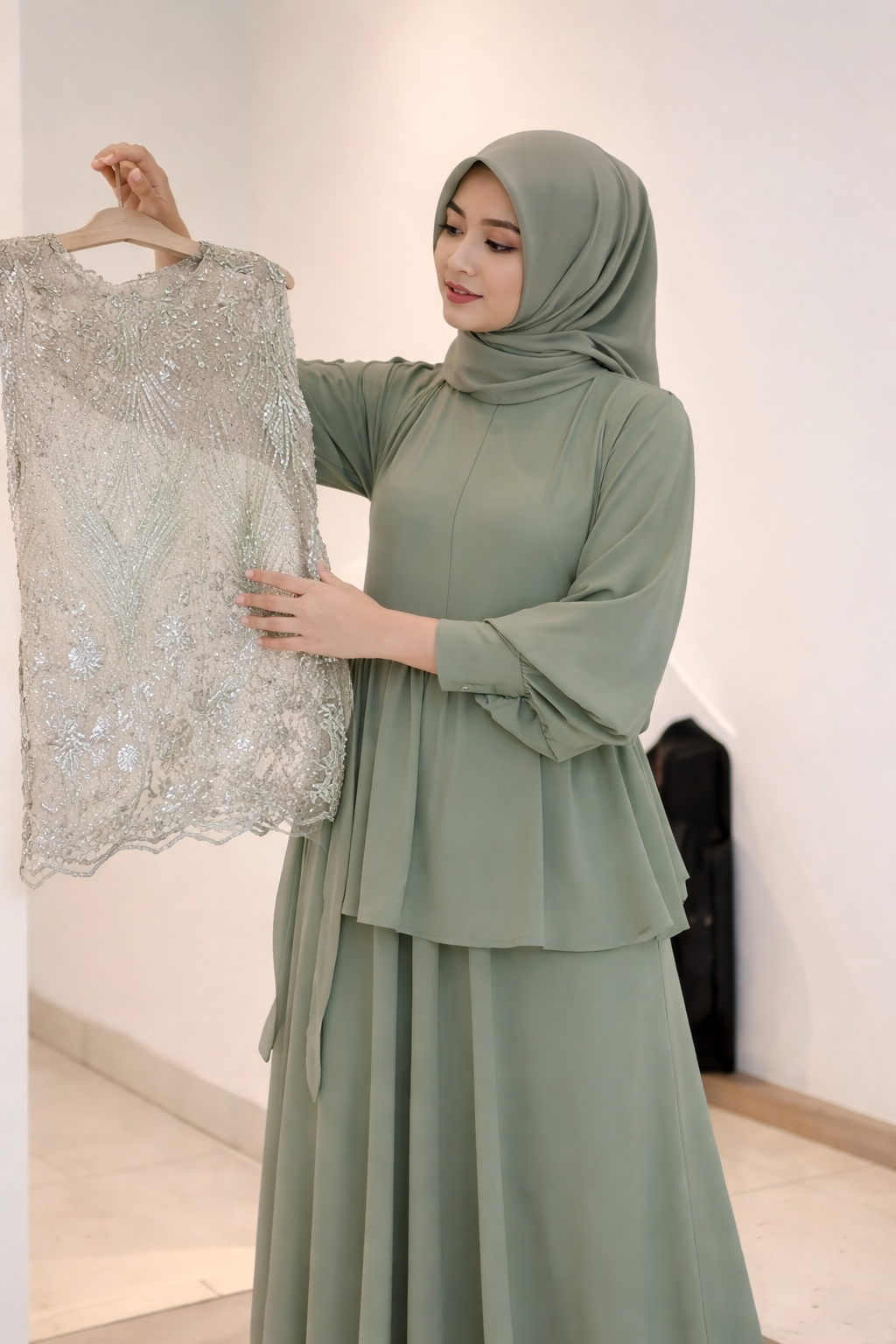 Ensemble Abaya & Veste Brodée