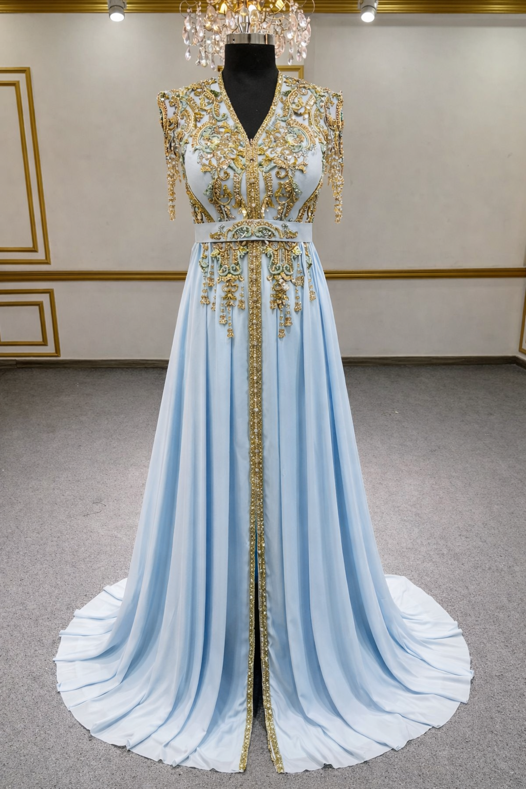 ✨ Robe Couture Bleu Ciel – Collection Prestige