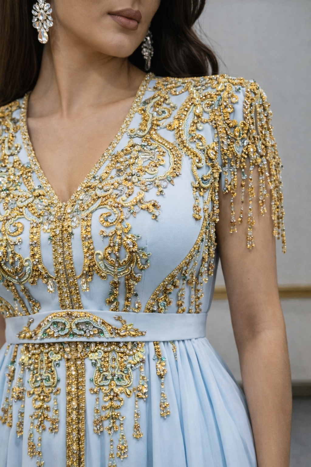 ✨ Robe Couture Bleu Ciel – Collection Prestige