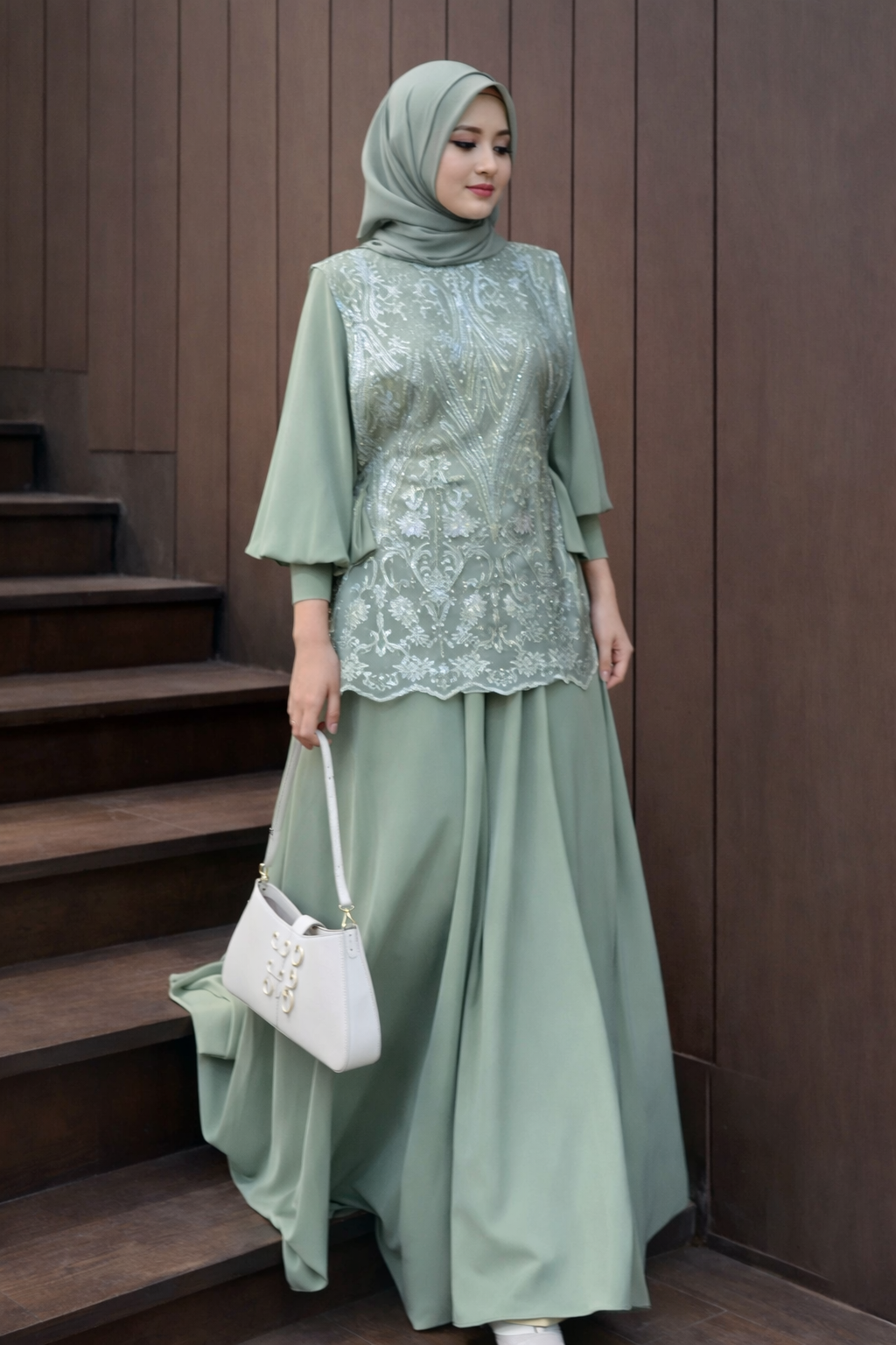 Ensemble Abaya & Veste Brodée